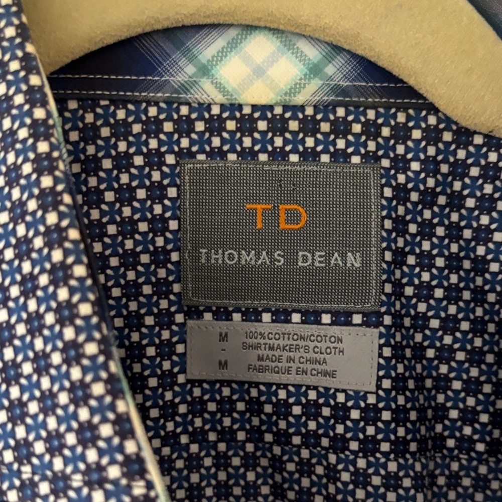 Thomas Dean Navy Geometric Button Down Shirt - Picture 2 of 4